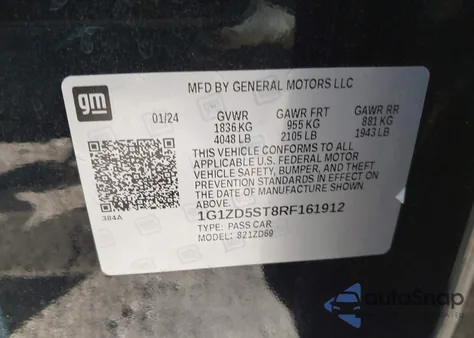 2024 Chevrolet Malibu Fwd 1Lt из США, поврежденный, VIN 1G1ZD5ST8RF161912